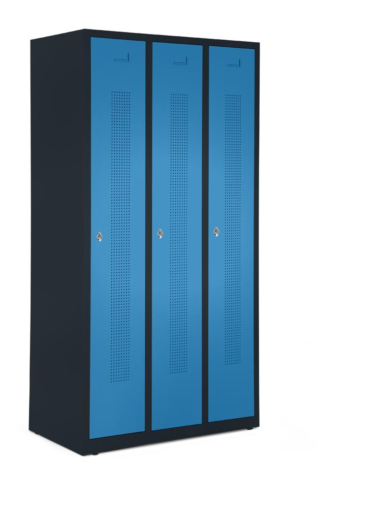 Garderobenspinde SYSTEM SP1 bodenstehend | Lichtblau RAL 5012 | Bodenstehend | 300 | Drehriegelverschluss