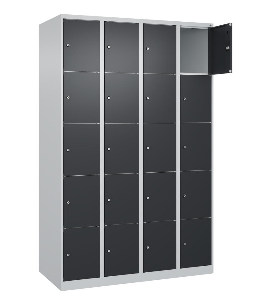 Schließfachschrank CLASSIC PLUS, bodenstehend | Schwarzgrau RAL 7021 | Bodenstehend | Lichtgrau RAL 7035 | 300 | 4 | 20