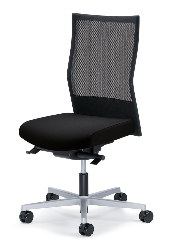 Bürostuhl winSIT NET ohne Armlehnen | Schwarz/Schwarz | Sitztiefenverstellung, Synchronmechanik | Alusilber