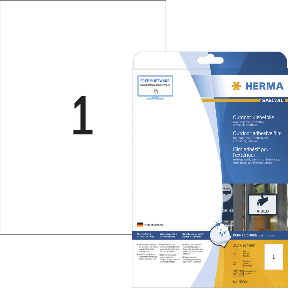HERMA Folienetikett 9500 210x297mm weiß 10
