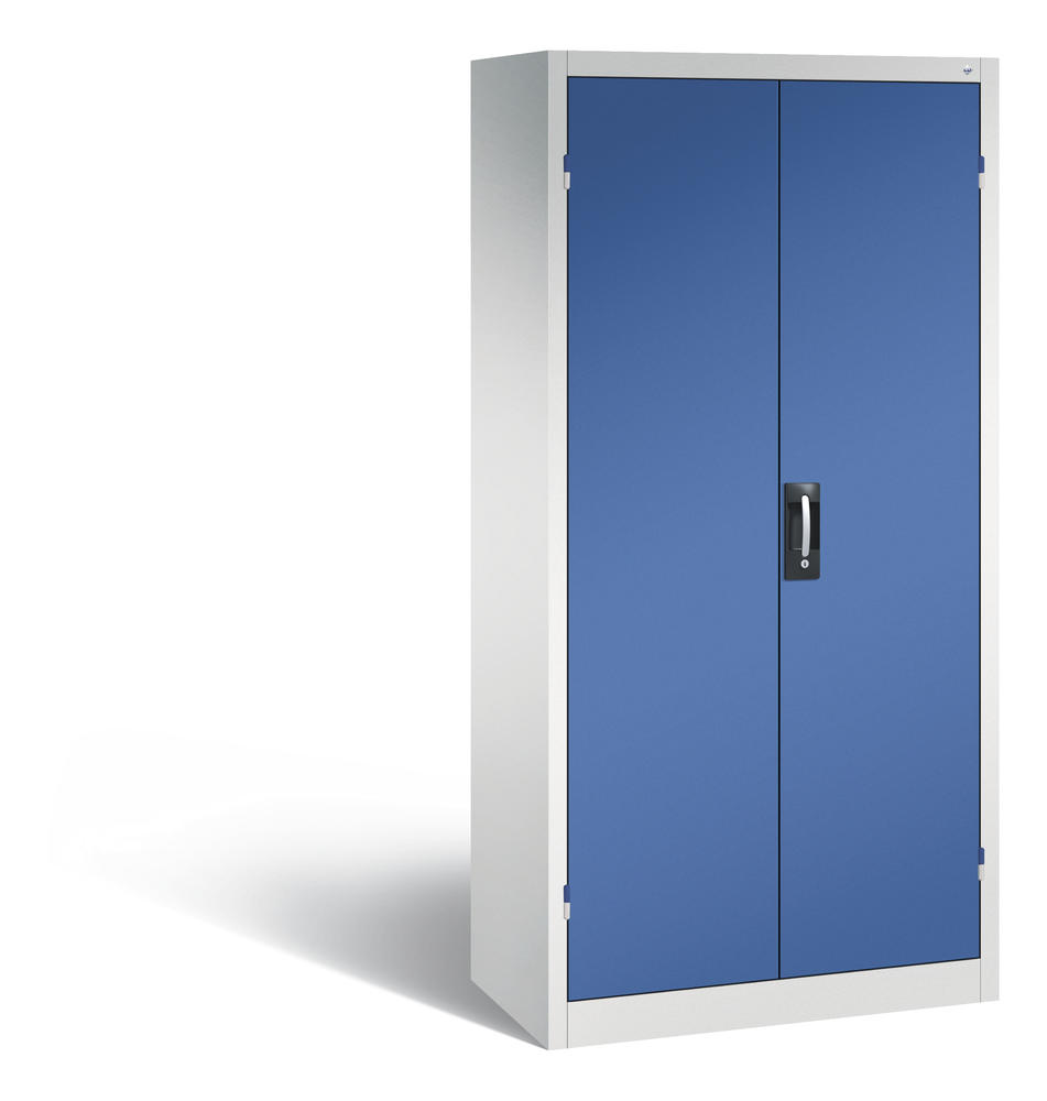 Akkuladeschrank Serie Comfort, Vollblechtüren | Enzianblau RAL 5010 | Comfort, mit Schubladenblock | Vollblechtüren | Lichtgrau RAL 7035