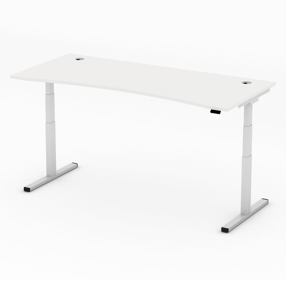 Höhenverstellbarer Schreibtisch MULTI MODUL-PRO | Weiß | 1800 | Alusilber