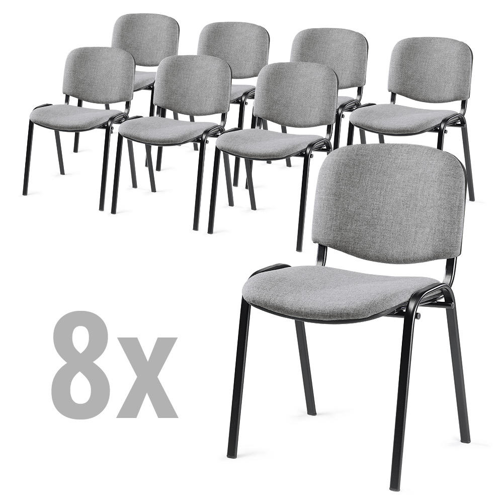 8er Set-Besucherstühle ISO | Grau | Schwarz