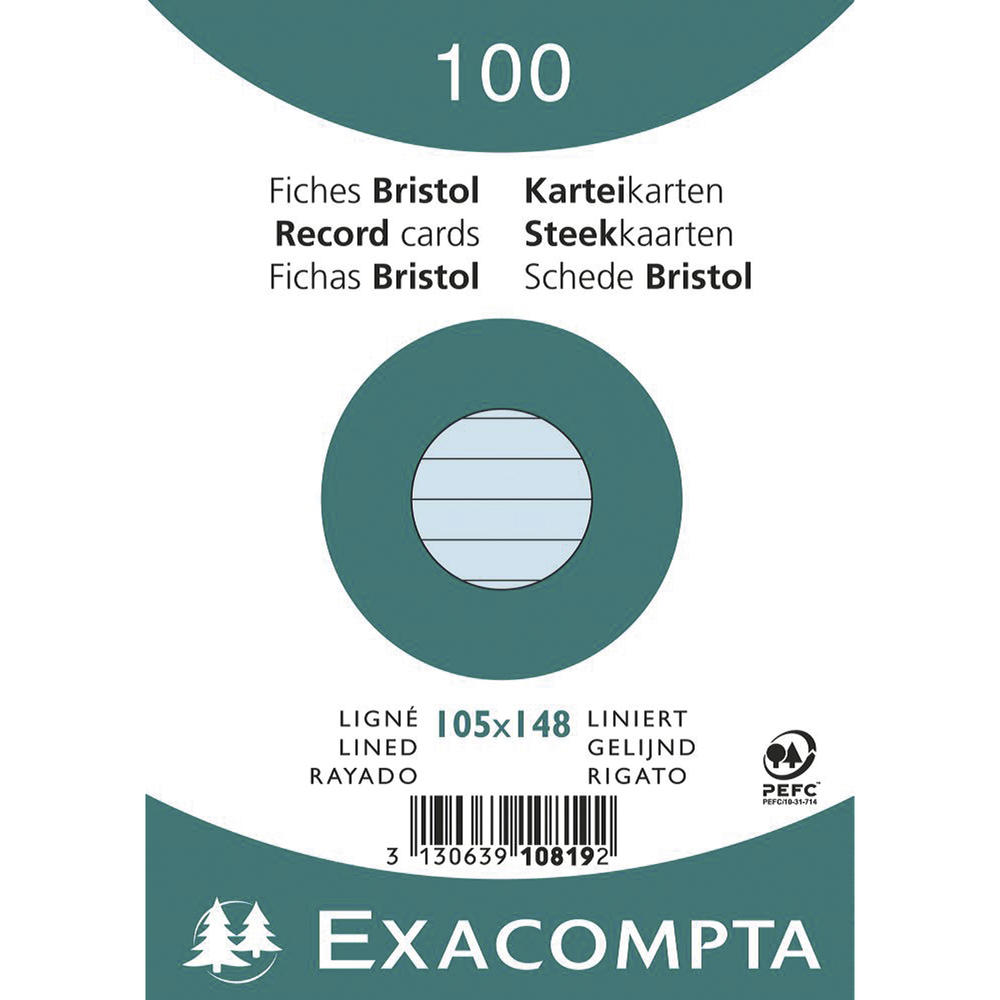 Exacompta Karteikarte 10819SE DIN A6 liniert blau