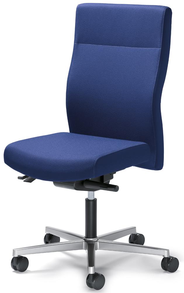 Bürostuhl winSIT ohne Armlehnen | Blau | Sitzneigeverstellung-Automatik, Sitztiefenverstellung | Alusilber