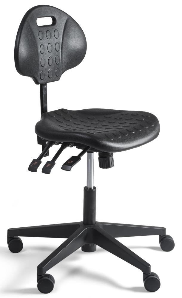 Arbeitsstuhl LAVO DELUXE PLUS | Fußkreuz mit Rollen | Schwarz