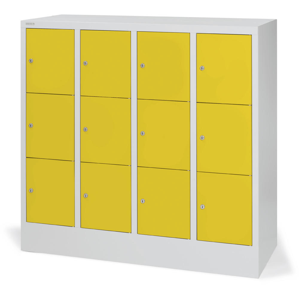 Schließfachschrank CLASSIC mit glatten Türen | Zinkgelb RAL 1018 | 300 | 4 | 12