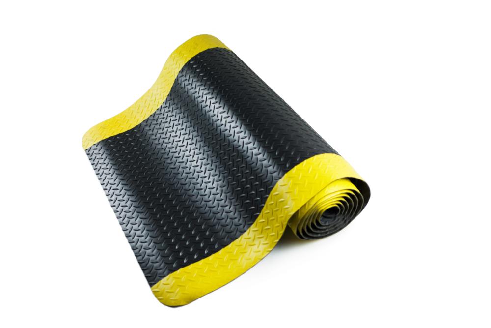 Arbeitsplatzmatte Rautenprofil Ultra | Schwarz/Gelb | 900 | Meterware