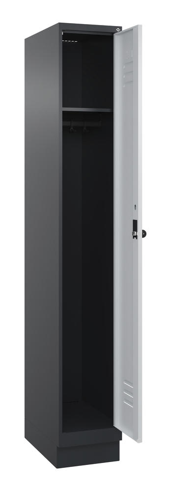Garderoben-Stahlspind CLASSIC PLUS, mit Sockel | Lichtgrau RAL 7035 | mit Sockel | Schwarzgrau RAL 7021 | 300 | 1