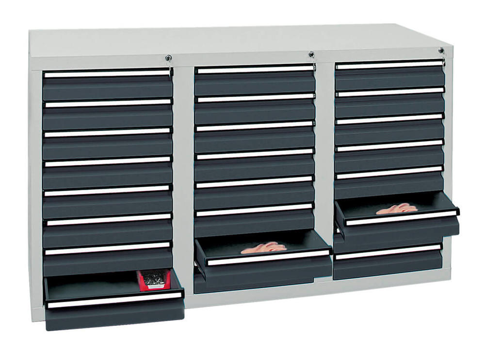 Schubladenschrank SYSTEM DTS 410, 24 Schubladen | Anthrazitgrau RAL 7016 | 900 | 1500 | 24 Schübe