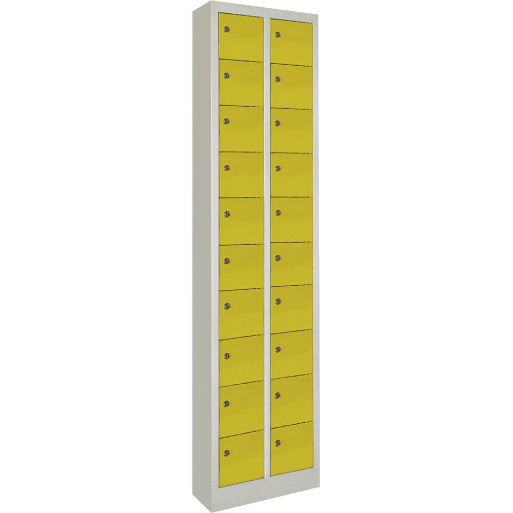 Kleinfachschrank 2 x 10 Fächer | Zinkgelb RAL 1018 | 1950 | ohne Etikettenrahmen | 20