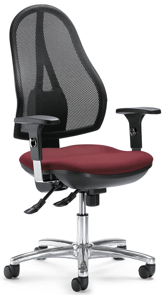 Bürostuhl COMFORT NET DELUXE mit Armlehnen | Schwarz/Bordeaux | verstellbare Armlehnen