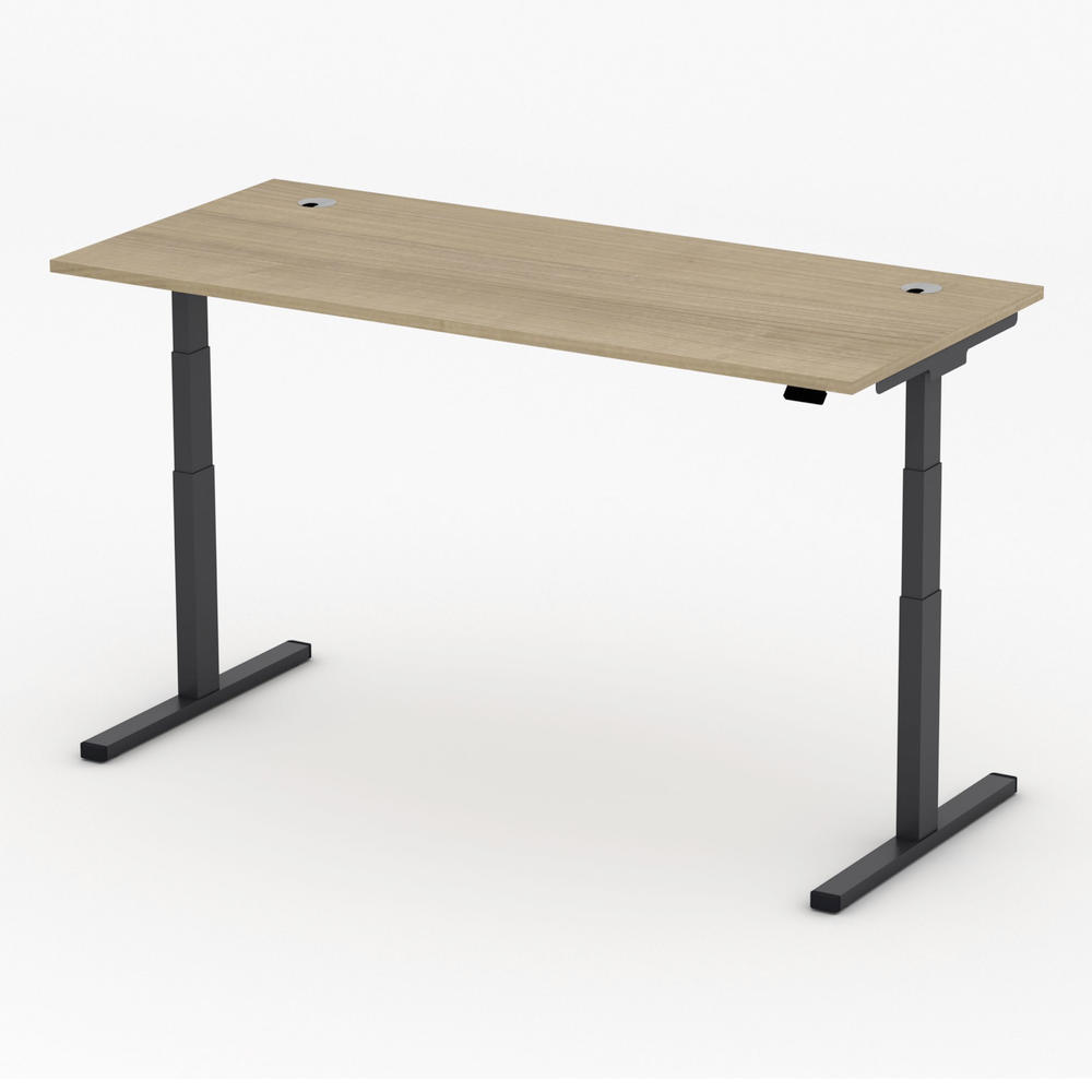 Höhenverstellbarer Schreibtisch MULTI MODUL-PRO | Nussdekor | 1600 | Schwarz