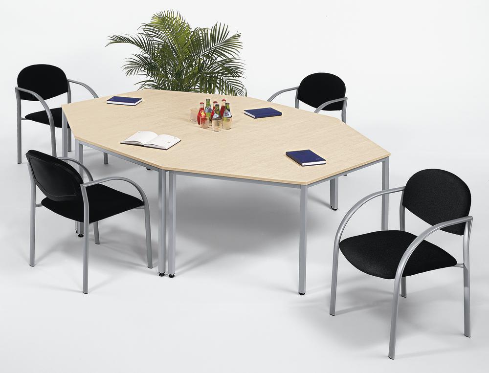 SET-ANGEBOT Konferenztische BASE-MODUL | Ahorndekor | Alusilber RAL 9006