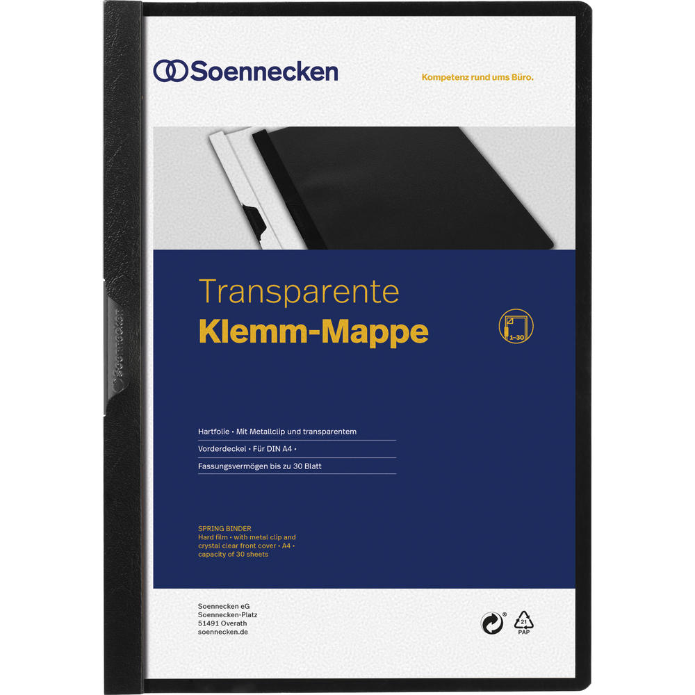 Soennecken Klemmmappe 3320 DIN A4 bis 30Blatt PVC