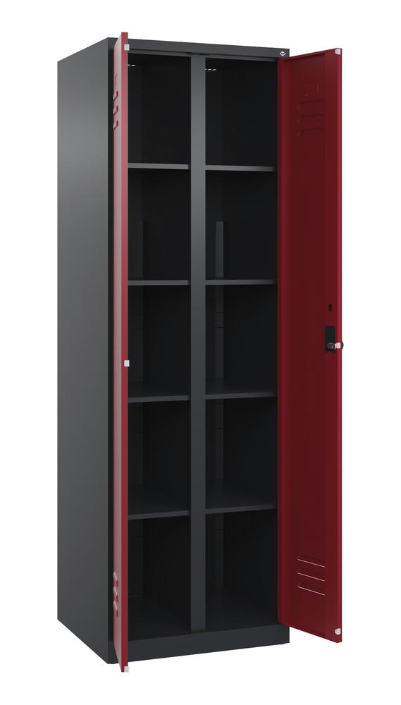 Material- und Lagerschrank, bodenstehend | Rubinrot RAL 3003 | Bodenstehend | Schwarzgrau RAL 7021 | 300