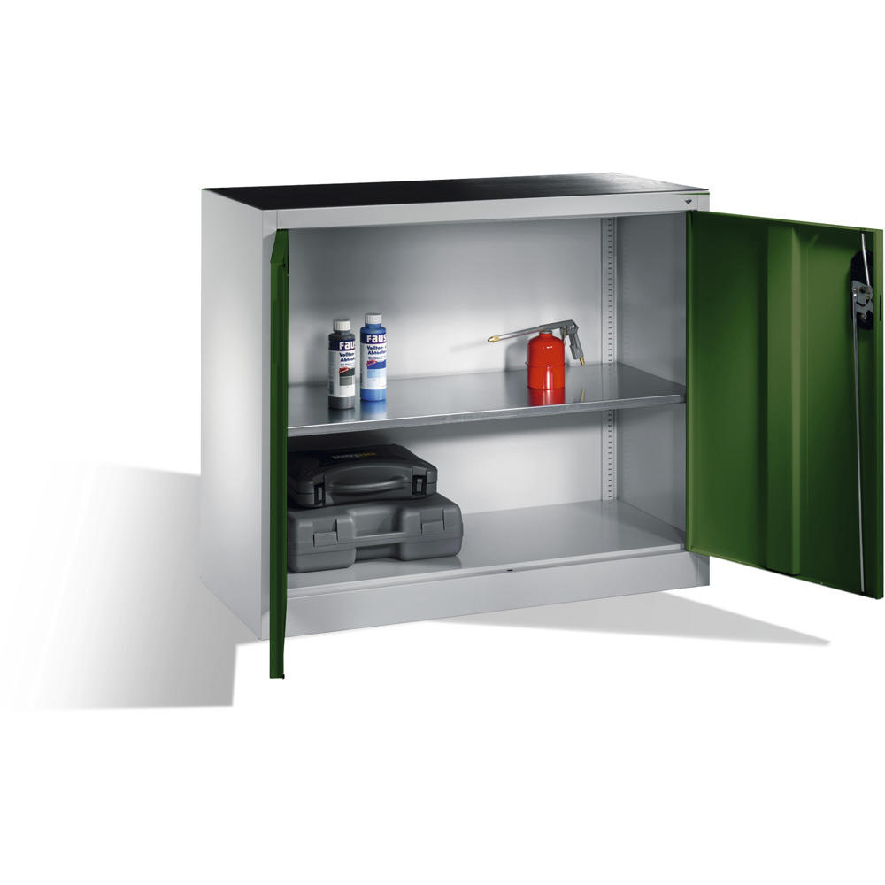 Flügeltüren-Beistellschränke SYSTEM ERGO-LOCK | Resedagrün RAL 6011 | 1200 | 400 | 70