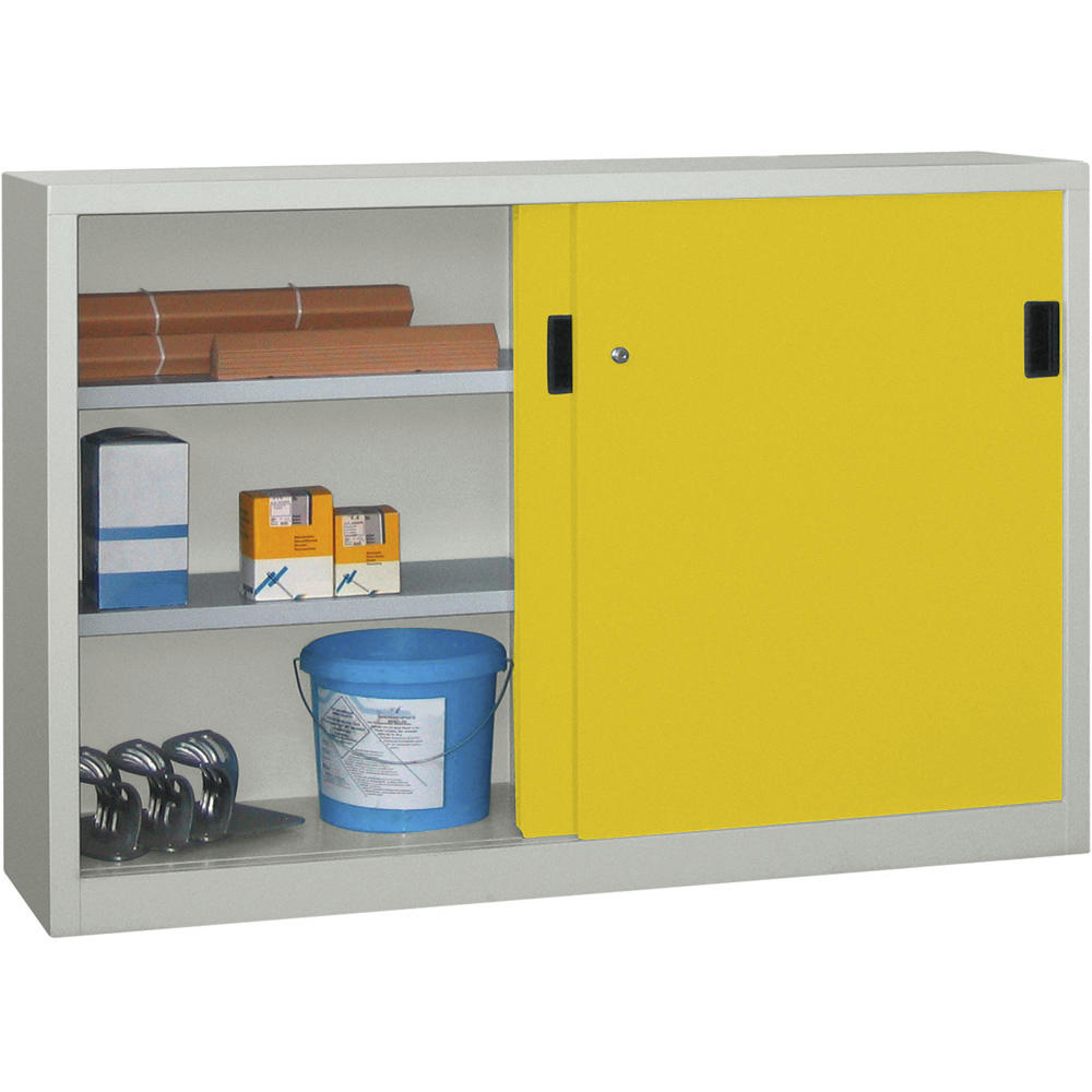 Schiebetüren-Stahlschrank SYSTEM FLEX | Zinkgelb RAL 1018 | 2000 | 400 | mit Stahltüren