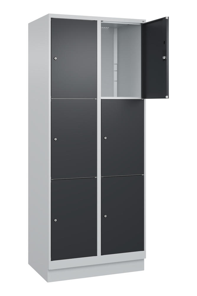 Schließfachschrank CLASSIC PLUS, mit Sockel | Schwarzgrau RAL 7021 | mit Sockel | Lichtgrau RAL 7035 | 400 | 2 | 6