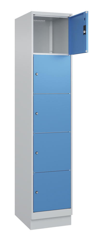 Schließfachschrank CLASSIC PLUS, mit Sockel | Lichtblau RAL 5012 | mit Sockel | Lichtgrau RAL 7035 | 400 | 1 | 5