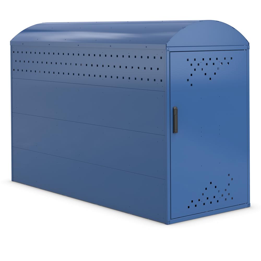 Fahrradgarage Bike Box | Enzianblau RAL 5010 | Grundeinheit mit 2 Seitenwänden | Bogendach
