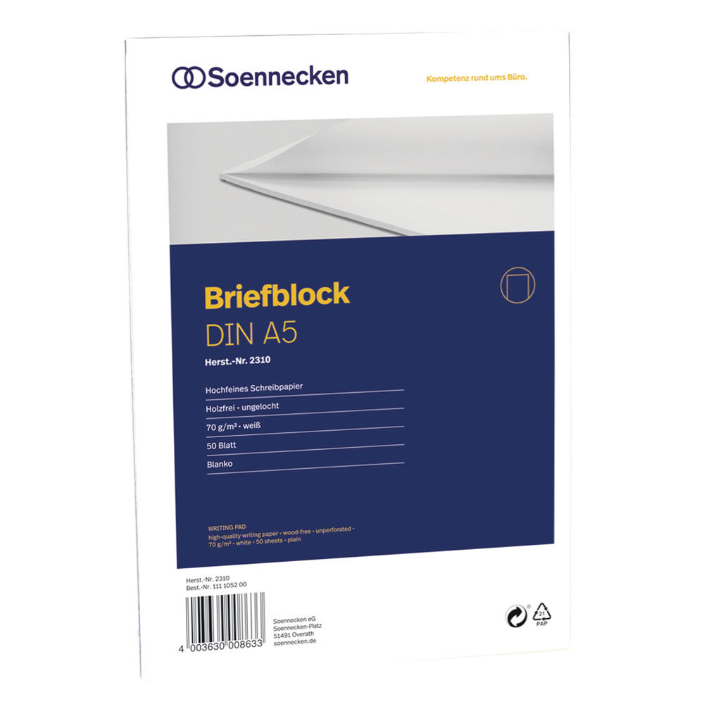 Soennecken Briefblock 2310 DIN A5 70g blanko