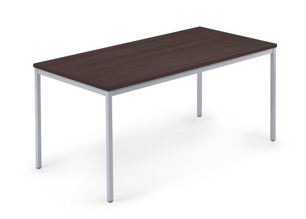 Konferenztisch MODUL | Nussdekor dunkel | 1600 | 800 | Alusilber RAL 9006 | Rechteck