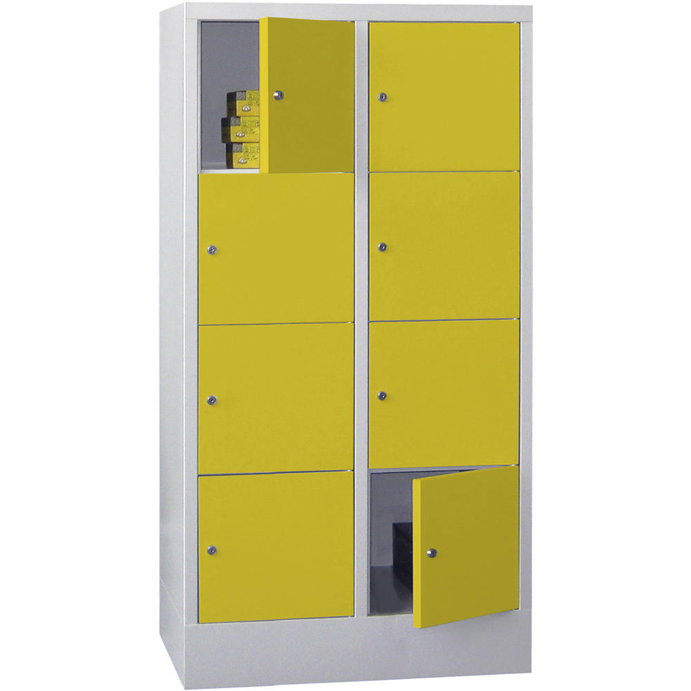 Schließfachschrank CLASSIC mit glatten Türen | Zinkgelb RAL 1018 | 400 | 2 | 8