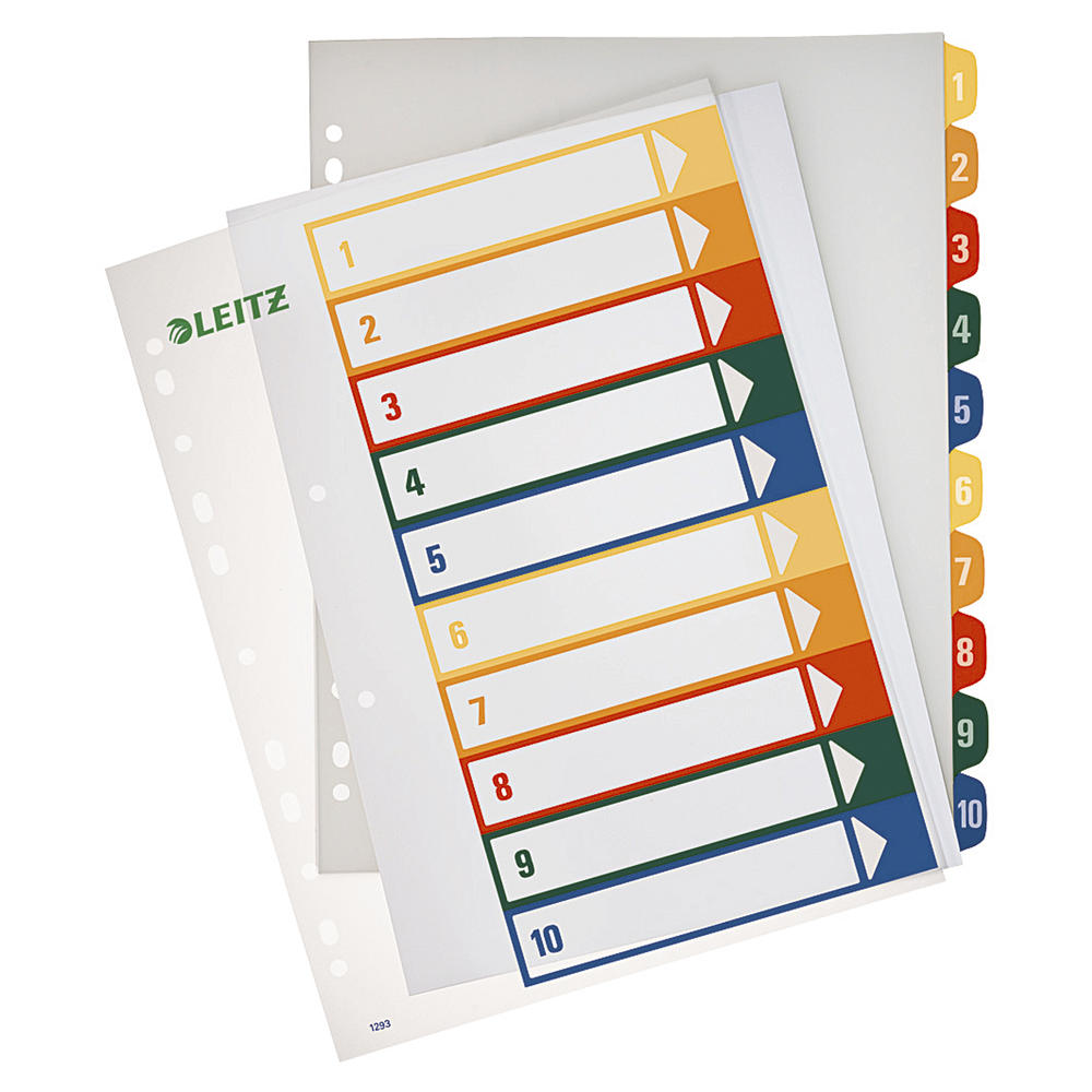 Leitz Register 12930000 DIN A4 1-10 volle Höhe PP