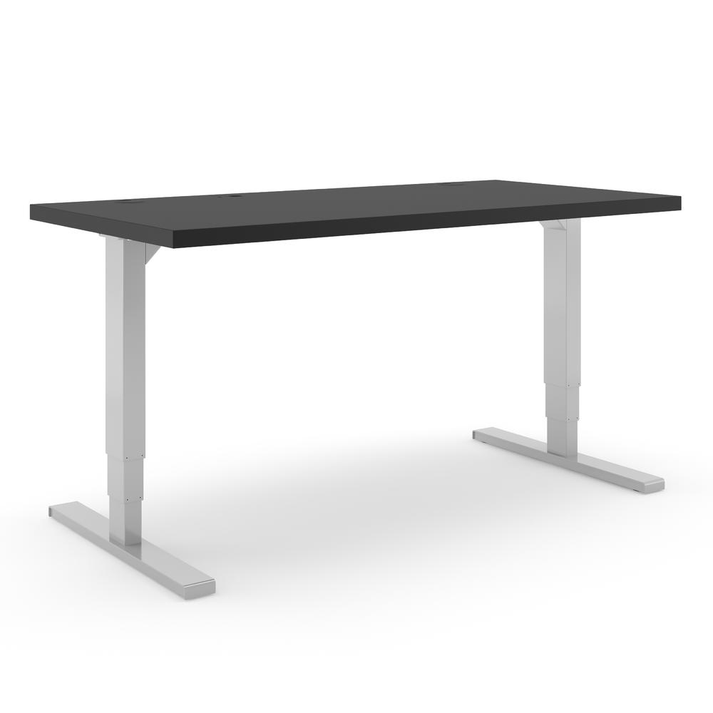 Höhenverstellbarer Schreibtisch Comfort ELEMENTS | Schwarz | 1800 | Alusilber