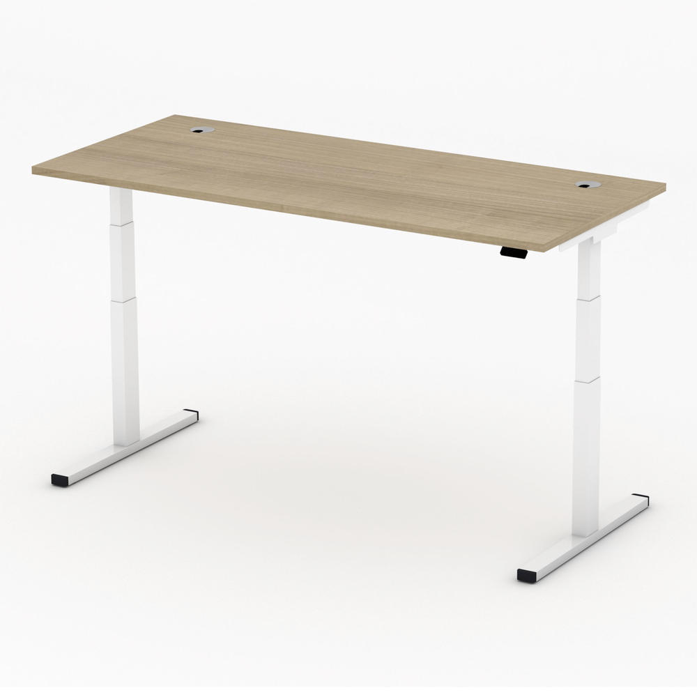 Höhenverstellbarer Schreibtisch MULTI MODUL-PRO | Nussdekor | 2000 | Weiß
