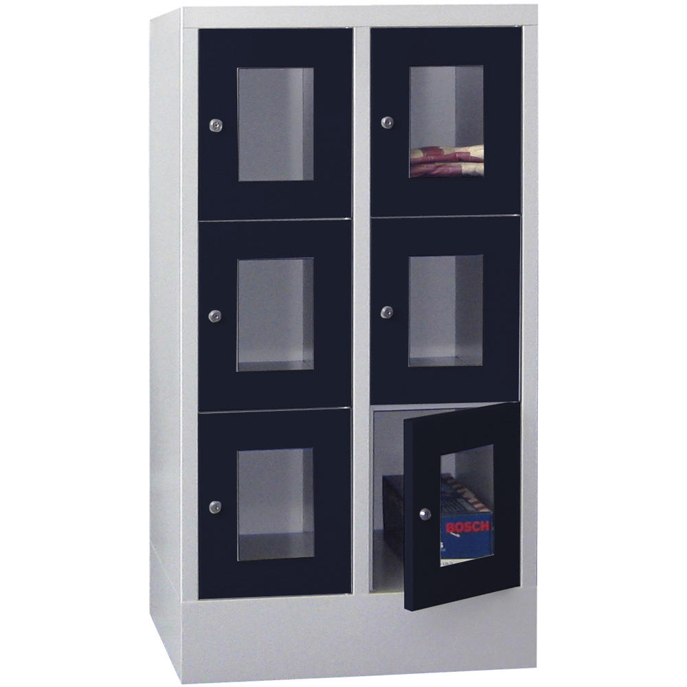 Schließfachschrank CLASSIC mit Sichtfenstertüren | Anthrazitgrau RAL 7016 | 300 | 2 | 6