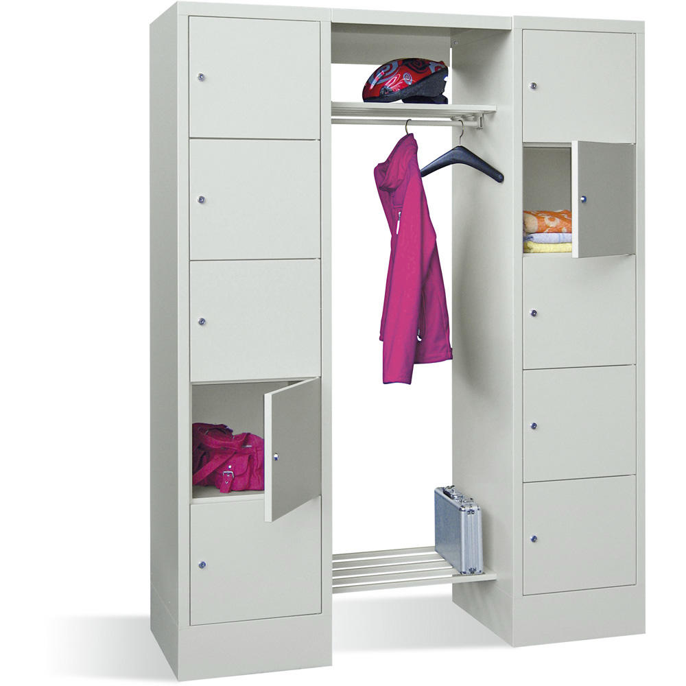 Garderobe mit Schließfachschränken BASIC | Lichtgrau RAL 7035 | 400 | 2 | 10