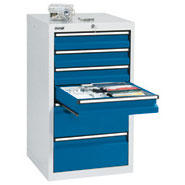 Schubladenschrank SYSTEM DTS 410, 6 Schubladen | Enzianblau RAL 5010 | 900 | 500 | 6 Schübe
