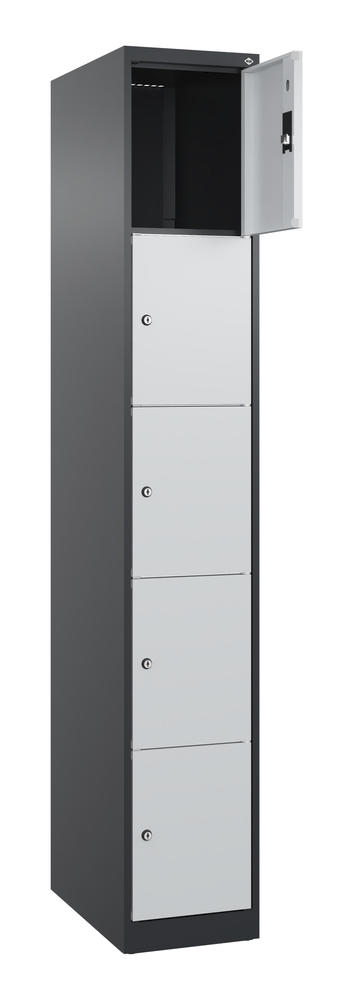 Schließfachschrank CLASSIC PLUS, bodenstehend | Lichtgrau RAL 7035 | Bodenstehend | Schwarzgrau RAL 7021 | 300 | 1 | 5