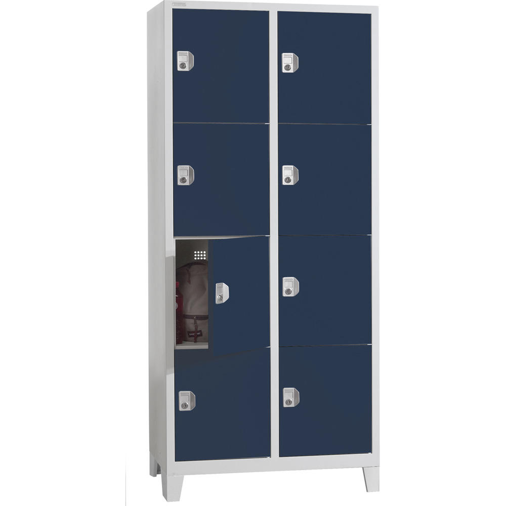 Schließfach-Stahlschrank SP PROFI SYSTEM mit Füßen | Stahlblau RAL 5011 | mit Füßen | Zylinderschloss