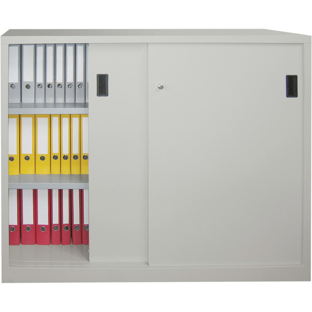 Schiebetüren-Stahlschrank SYSTEM FLEX | Lichtgrau RAL 7035 | 1500 | 500 | mit Stahltüren