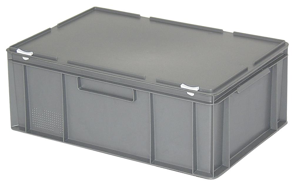 Euronorm-Behälter mit Deckel | Grau | B 400 x H 230 x L 600 mm | 43,00