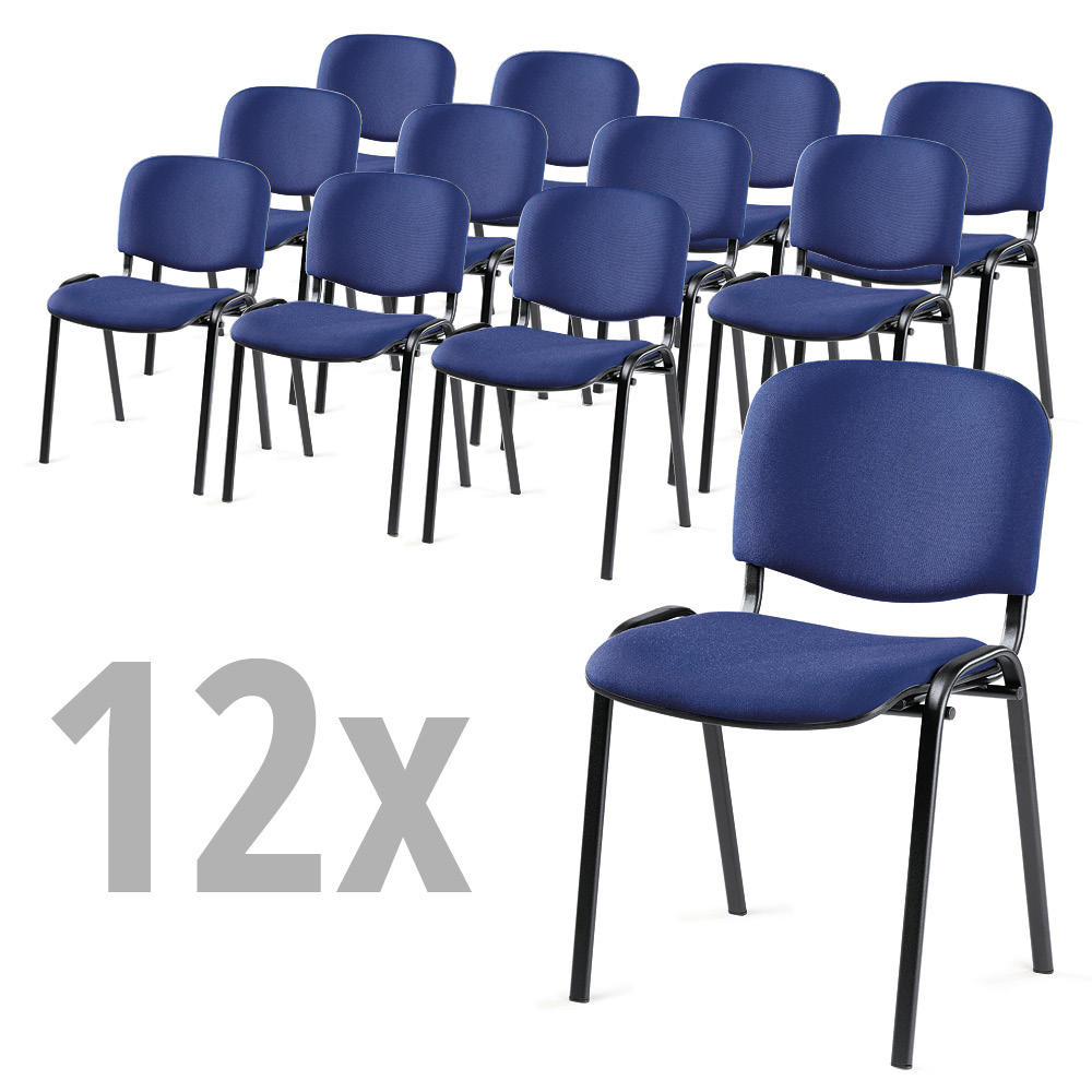 12er SET - Besucherstühle ISO | Blau | Schwarz