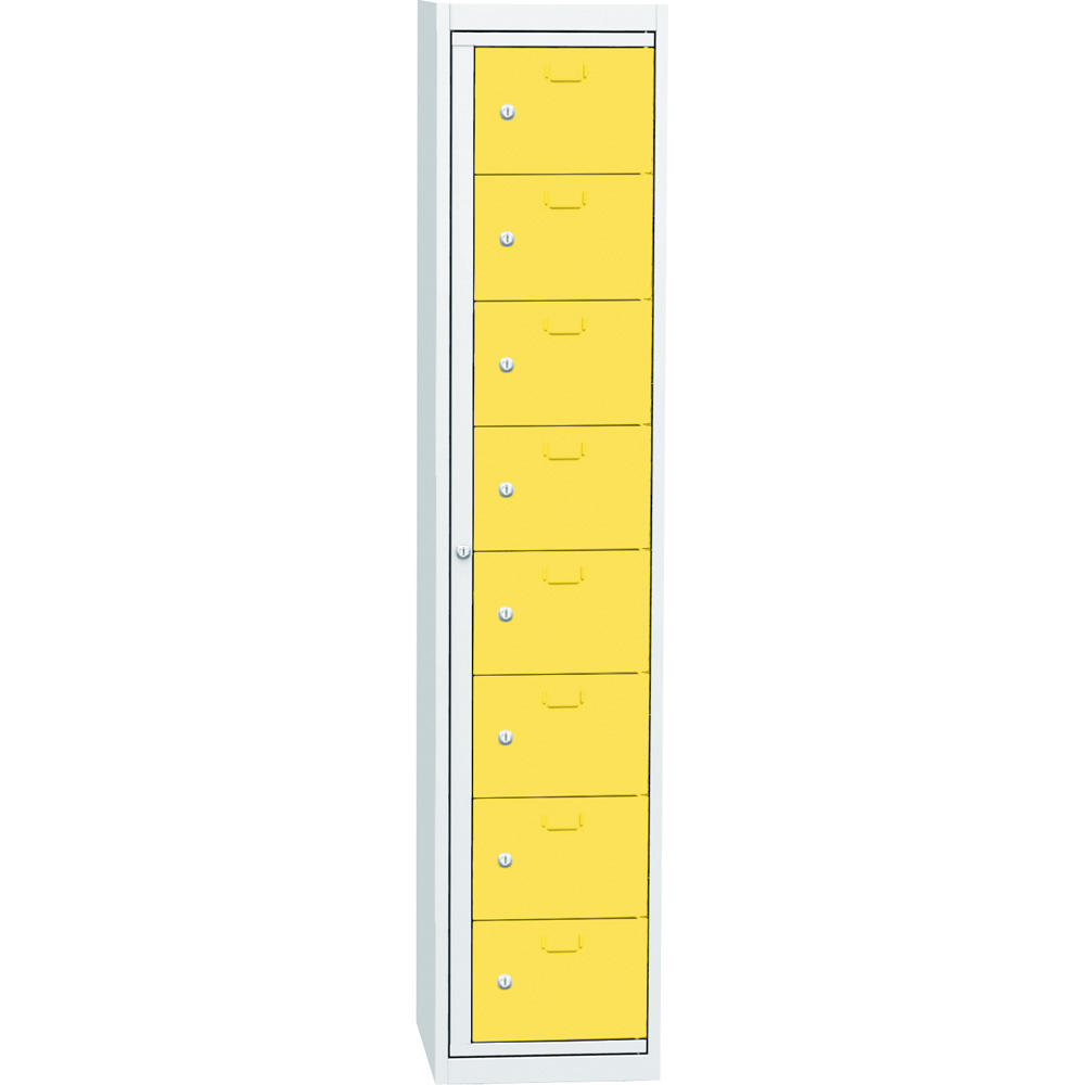 Wäscheausgabeschrank mit 8 Ausgabefächern | Verkehrsgelb RAL 1023 | Zylinderschloss