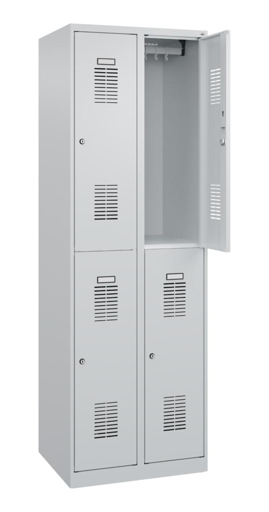 Doppelstöckiger Garderobenspind Basic Plus | Lichtgrau RAL 7035 | Zylinderschloss | 4