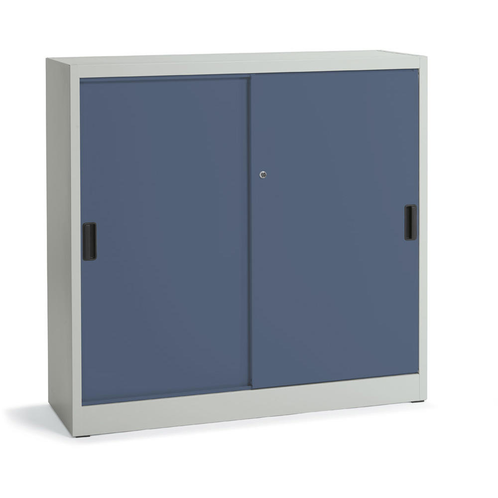 Werkstatt-Schiebetürenschrank DELTA | Blaugrau RAL 7031 | 1200