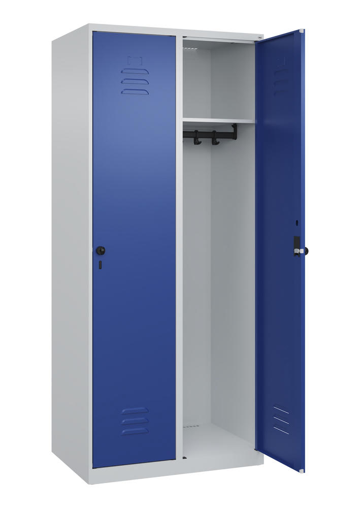 Garderoben-Stahlspind CLASSIC PLUS, bodenstehend | Enzianblau RAL 5010 | Bodenstehend | Lichtgrau RAL 7035 | 400 | 2