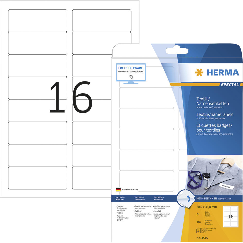 HERMA Namensetikett 4515 Seide 88,9x33,8mm ws 320