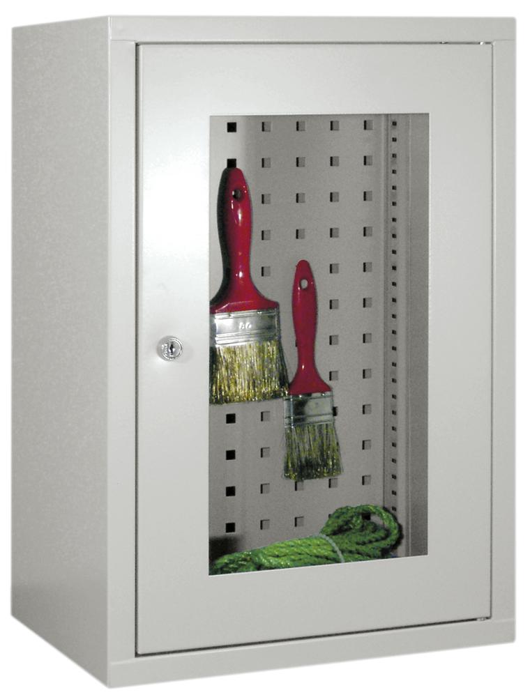 Flügeltüren-Hängeschrank | Enzianblau RAL 5010 | 400 | mit gelochter Rückwand