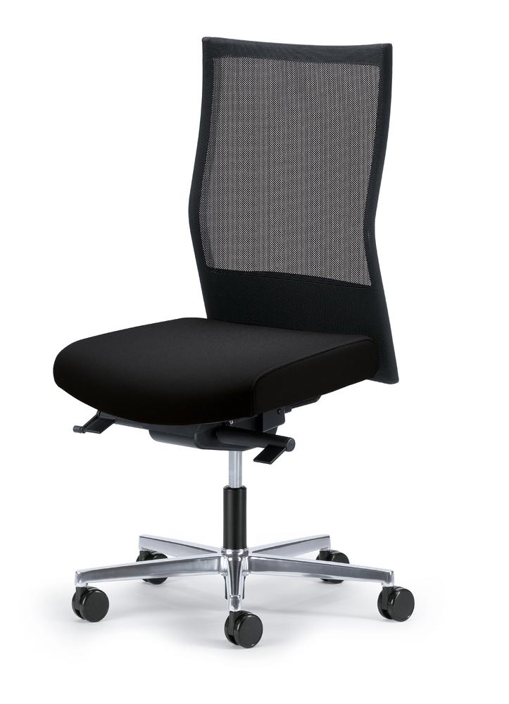 Bürostuhl winSIT NET ohne Armlehnen | Schwarz/Schwarz | Sitztiefenverstellung, Synchronmechanik | Poliert