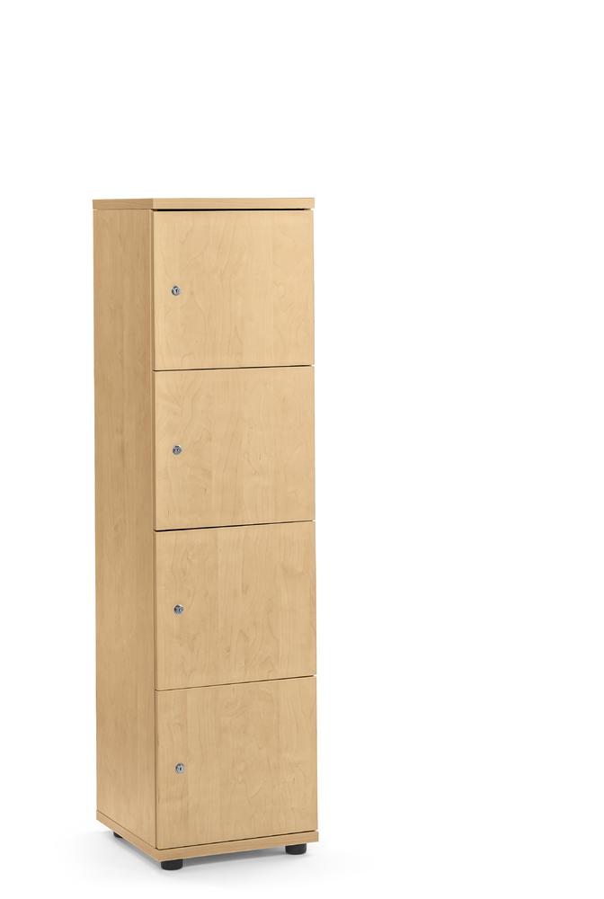 Schließfachschrank OFFICE-LINE mit 4 Fächern | Buchedekor | ohne Posteinwurf | Buchedekor | Zylinderschloss mit Wechselzylinder