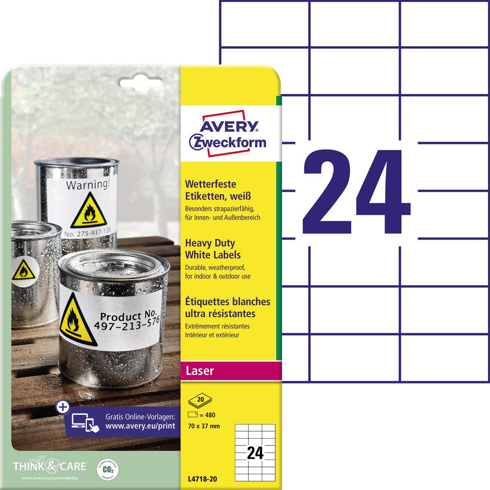 Avery Zweckform Etikett L4718-20 70x37mm ws 480