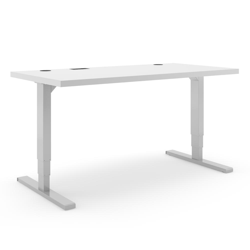 Höhenverstellbarer Schreibtisch Comfort ELEMENTS | Lichtgrau | 2000 | Alusilber
