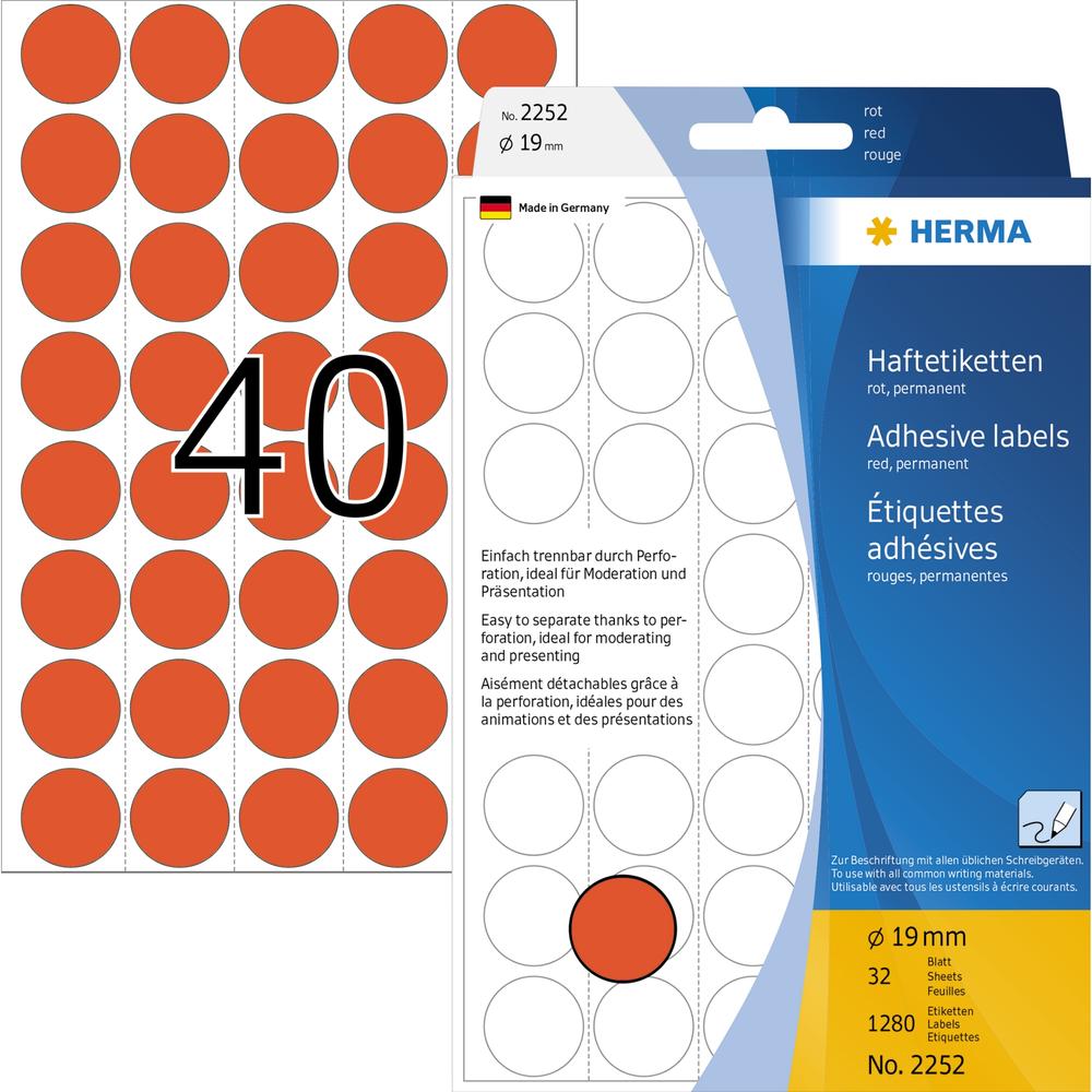 HERMA Markierungspunkt 2252 19mm Papier rot 1.280